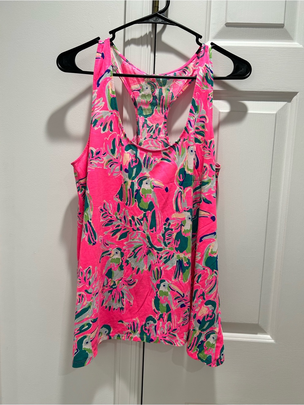 Lilly Pulitzer Neon Pink Tropical Parrot Racerback Tank